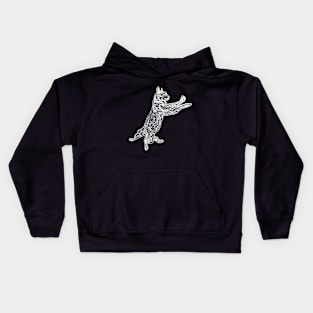 Dancing white doodle cat Kids Hoodie